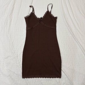 H & M Brown Lace Trim Cami Dress